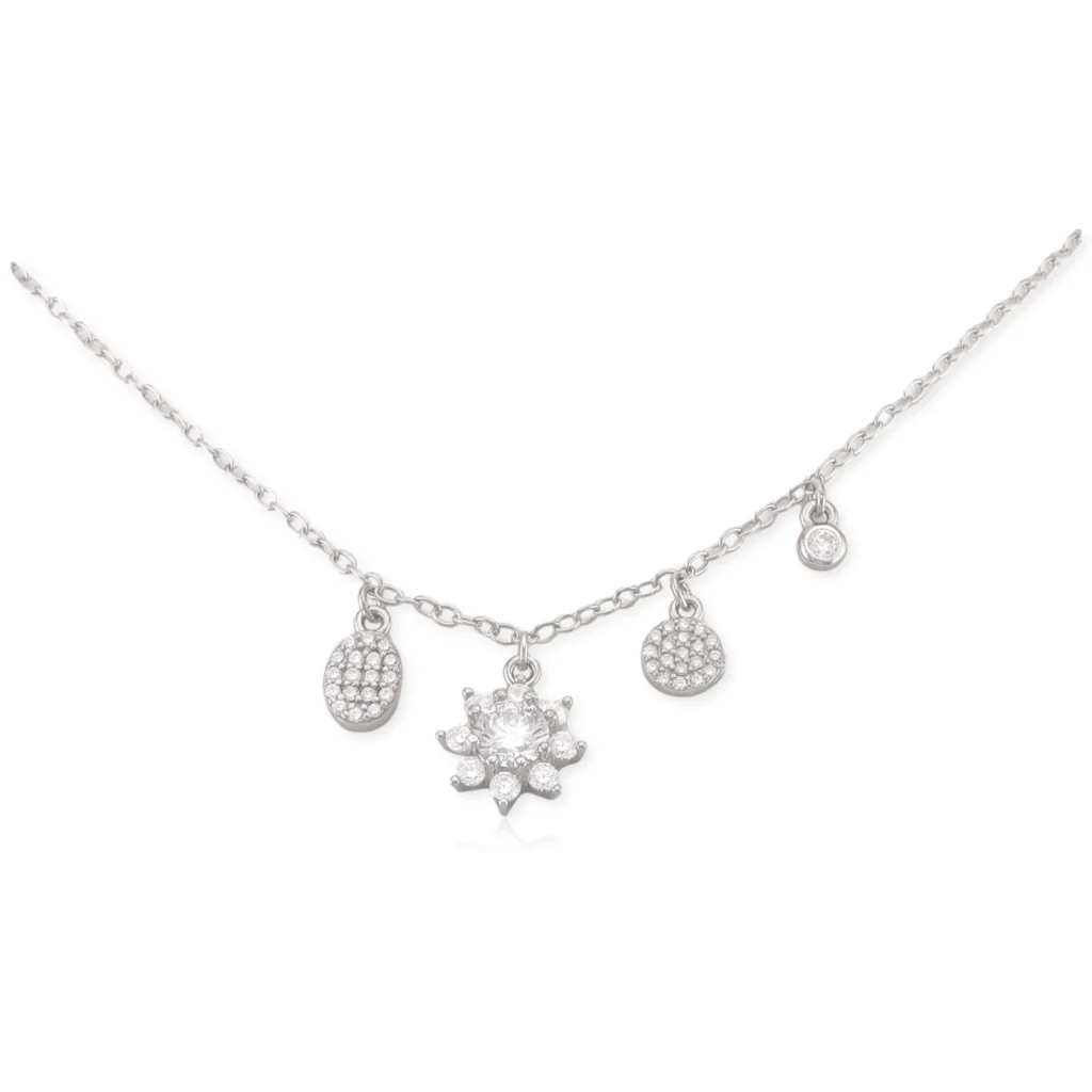 Collar con colguijes en plata rodizada, imagen de catálogo