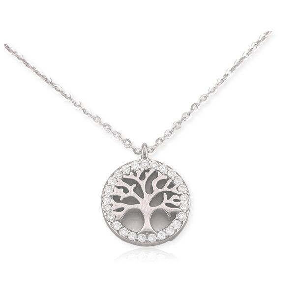 Gargantilla de Árbol de la Vida de Circonias blancas en Plata Rodizada catalogo
