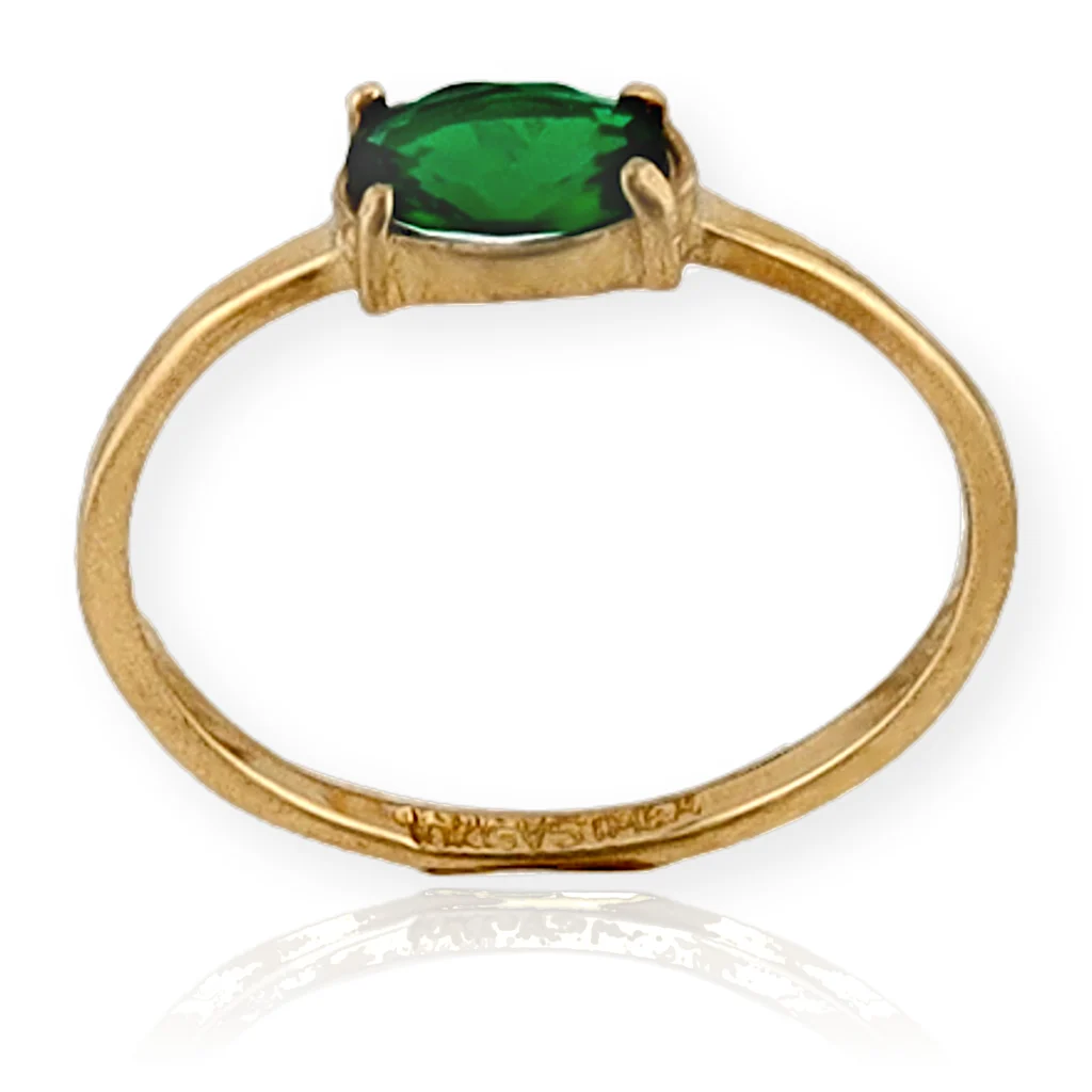 Anillo Solitario con Circonia verde Ovalada 5x7mm Talla 6