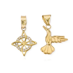 Foto categoría dijes con dije de nudo de bruja y colibrí en Oro 10K